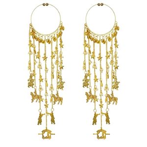 Traditional Gold Plated Bridal Kaleera for Women | Punjabi Wedding Kalire with Ghungroos, Star Charms, Elephant & Doli Hanging